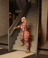 SC Print Mesh Long Sleeve Pants 2 Piece Set YWXS-K25L1196