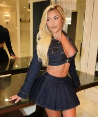 SC Retro Long-Sleeve Jacket and Denim Skirt Set XMCS-8429