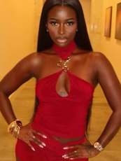 SC Holllow Out Sleeveless Vest Shorts 2 Piece Set YWXS-K25L1163