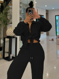 SC Long Sleeve Lapel Two Piece Pants Set YH-5367