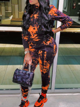 SC Tie Dye Print Hooded Two Piece Pant Set YH-5194