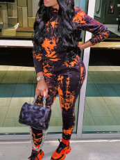 SC Tie Dye Print Hooded Two Piece Pant Set YH-5194