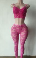 Pre Order: About 7 work days shipping Mesh Sexy Two Piece Pants Set YUEM-300910