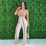 SC Color Block Sling Wide Leg Jumpsuit BY-7539