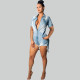 SC Short Sleeve Tassel Denim Romper GDAM-218628
