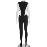 SC Sleeveless Solid Color Bodysuit Two Piece Pants Set MXBF-J25ST290