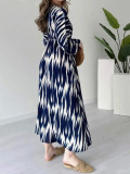 SC Plus Size Print V Neck Split Loose Maxi Dress GQIF-S0449