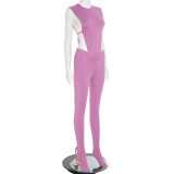 SC Sleeveless Solid Color Bodysuit Two Piece Pants Set MXBF-J25ST290