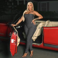 SC Polka Dots Print Wrap Chest Jumpsuit MXBF-J25JP298