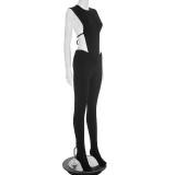 SC Sleeveless Solid Color Bodysuit Two Piece Pants Set MXBF-J25ST290