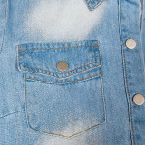 SC Short Sleeve Tassel Denim Romper GDAM-218628