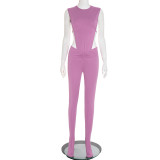 SC Sleeveless Solid Color Bodysuit Two Piece Pants Set MXBF-J25ST290