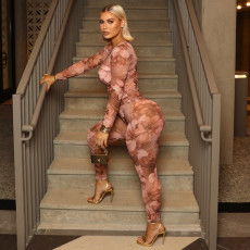 SC O-Neck Floral Print Long-Sleeve Top And Pants Set MXBF-J25ST289