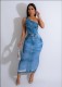 SC Print Slash Shoulder Long Dress GTJR-RC3239
