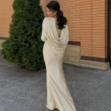 SC Long Sleeve Pleated Patchwork Maxi Dress GZJQ-K25D82048