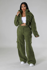 SC Plus Size Lamb Fleece Long Sleeve Warm Pants Suit GHXF-HX0373