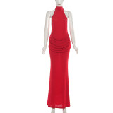 SC Solid Color Sleeveless Backless Maxi Dress GZJQ-K25D82796