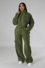 SC Plus Size Lamb Fleece Long Sleeve Warm Pants Suit GHXF-HX0373