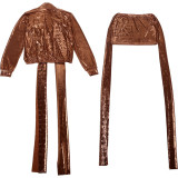 SC Solid Color Rib Patchwork Two Piece Skirts Set GZJQ-K25S81852