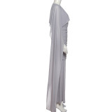 SC Pleated Ribbon Solid-color Maxi Dress XEF-K25D82046