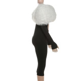 SC Fur Patchwork Tight Jumpsuit GZJQ-K25Q80180