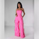 SC Plus Size Solid Color Multi-pockets Sling Jumpsuit GHXF-HX0411