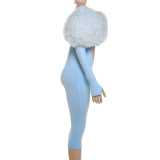 SC Fur Patchwork Tight Jumpsuit GZJQ-K25Q80180