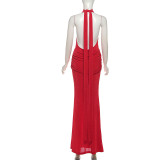 SC Solid Color Sleeveless Backless Maxi Dress GZJQ-K25D82796