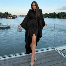 SC Solid Color Pleated Split Irregular Dress GZJQ-K25D82077