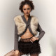 SC Faux Fur Patchwork Slim Short Jacket GZJQ-K25C80752