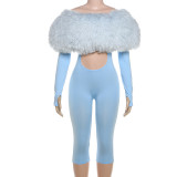 SC Fur Patchwork Tight Jumpsuit GZJQ-K25Q80180