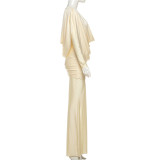 SC Long Sleeve Pleated Patchwork Maxi Dress GZJQ-K25D82048