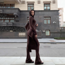 SC Solid Color Long Sleeve Long Dress Flare Pants Suit GZJQ-K25S81259