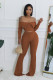 SC One Shoulder Long Sleeve Wide Leg Pant Suit HNIF-M3246