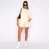 SC Short Sleeve Solid Two Piece Shorts Set SSNF-211299