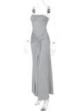 SC Off Shoulder Solid Color Maxi Dress GKLK-D5218514Y