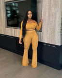 SC One Shoulder Long Sleeve Wide Leg Pant Suit HNIF-M3246