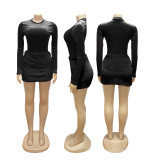 SC Tight Long Sleeve Bodysuit Two Piece Skirts Set SFY-779