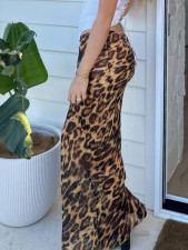 SC Leopard-Print Chiffon Fishtail Skirt  GKLK-D4315729Y