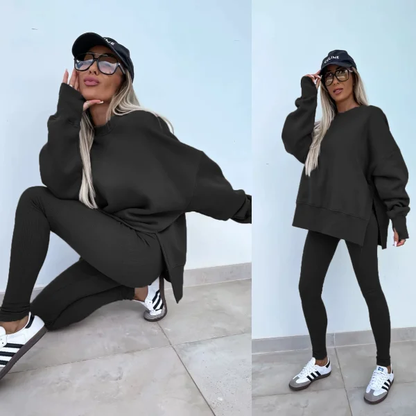 SC Solid Color Long Sleeve Sweatshirt Pants Suit GLXF-M60040