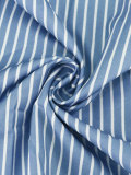 SC Plus Size Long Sleeve Stripe Print Shirt Shorts 2 Piece Set HNIF-DHN124