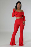 SC One Shoulder Long Sleeve Wide Leg Pant Suit HNIF-M3246