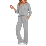 SC Long Sleeve Solid Color Two Piece Pants Set GYZY-6681