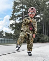 SC Kids Boys Camouflage Print Two Piece Pants Set GYMF-YM078