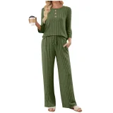 SC Solid Color Long Sleeve Two Piece Pants Set GYZY-6686