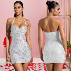SC Hot Drill Halterneck Mini Dress GFYX-7179