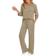 SC Long Sleeve Solid Color Two Piece Pants Set GYZY-6681