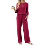 SC Solid Color Long Sleeve Two Piece Pants Set GYZY-6686