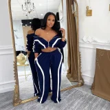 SC Color Block Loose Sport Two Piece Pants Set GFDY-1361