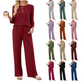 SC Solid Color Long Sleeve Two Piece Pants Set GYZY-6686